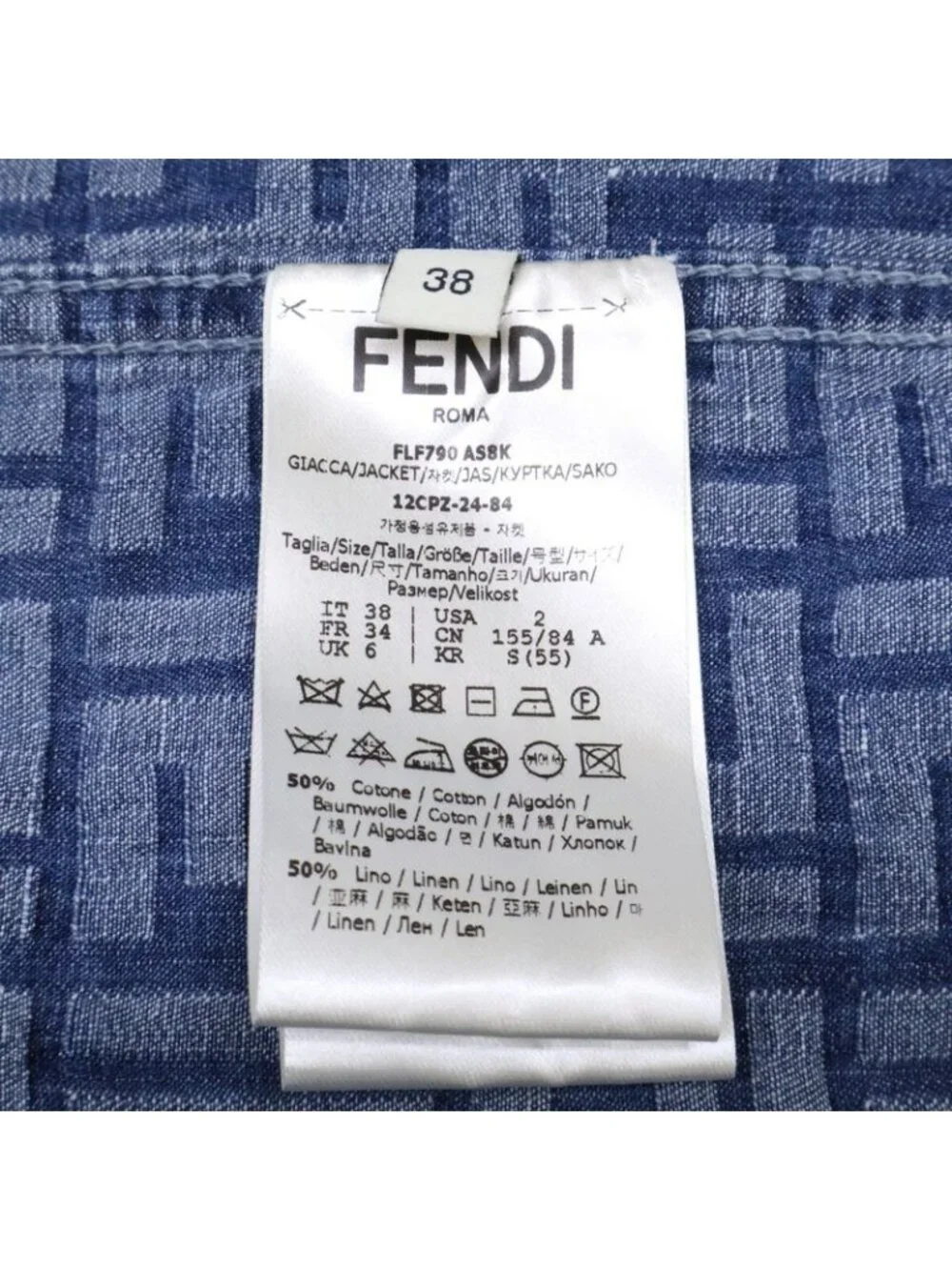 Fendi Zucca Pattern Denim Zip Up Short Sleeve Jacket 38 - Picture 7 of 9